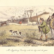 Mr Jogglebury Crowdey with his dog and his gun